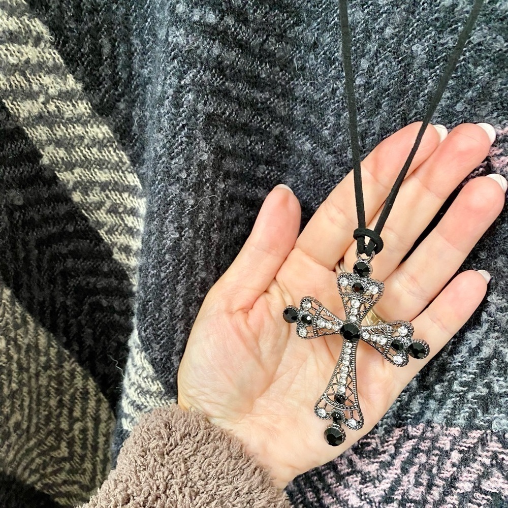 Boho CROSS necklace w prairie/western/free people/spell Gypsy vibe